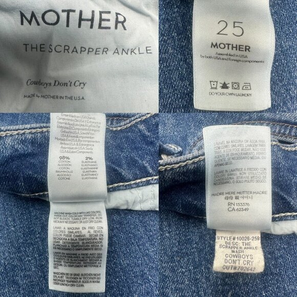 Mother The Scrapper Ankle Straight Leg Jeans Size 25 In Cowboys Don’t Cry - Picture 13 of 16